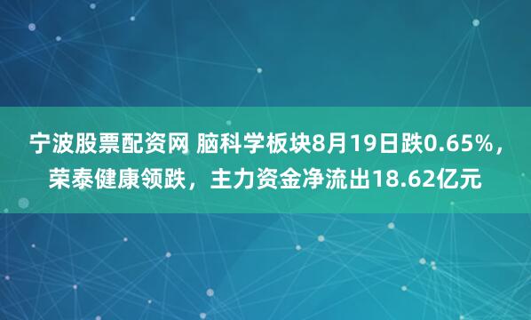 宁波股票配资网 脑科学板块8月19日跌0.65%，荣泰健康领跌，主力资金净流出18.62亿元